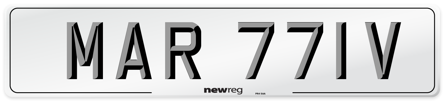 MAR 771V Number Plate from New Reg